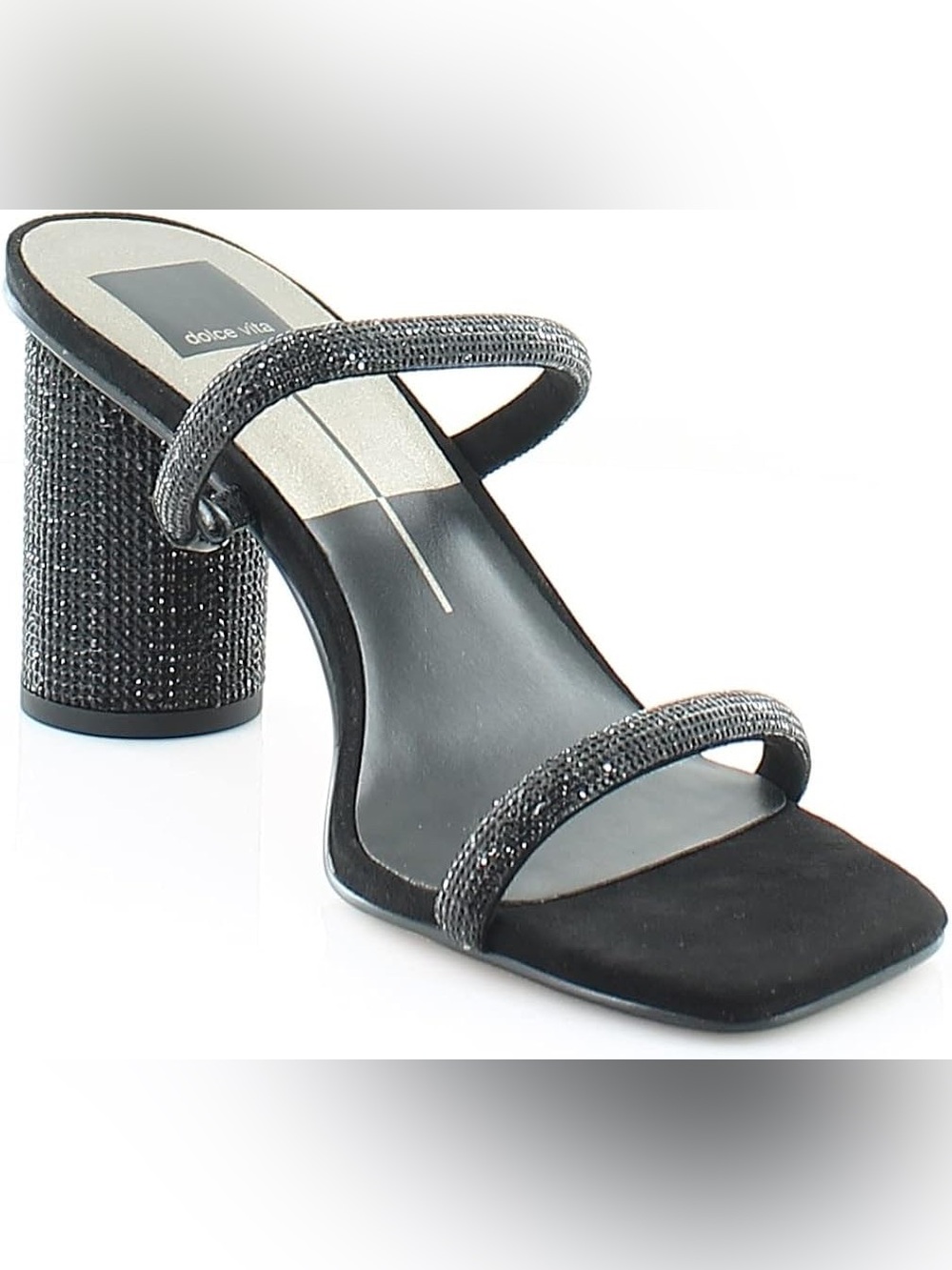 NIB the Dolce Vita Noles Rhinestone Heeled Sandals Black Size 6 Sparkly Glam